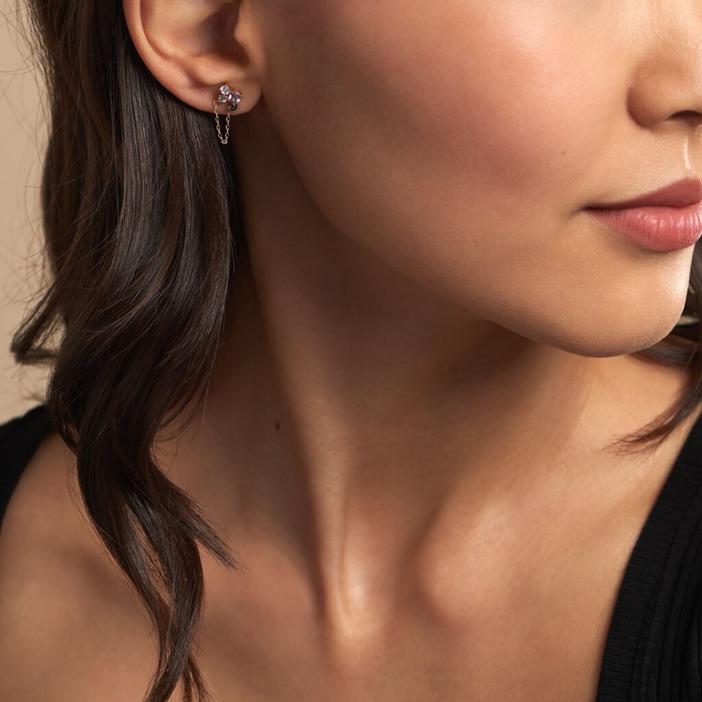 Boucles D'oreilles D&eacute;pareill&eacute;es Printemps Pr&eacute;cieux Or Jaune Am&eacute;thyste - Boucles d'oreilles empierr&eacute;es Femme | Histoire d&rsquo;Or