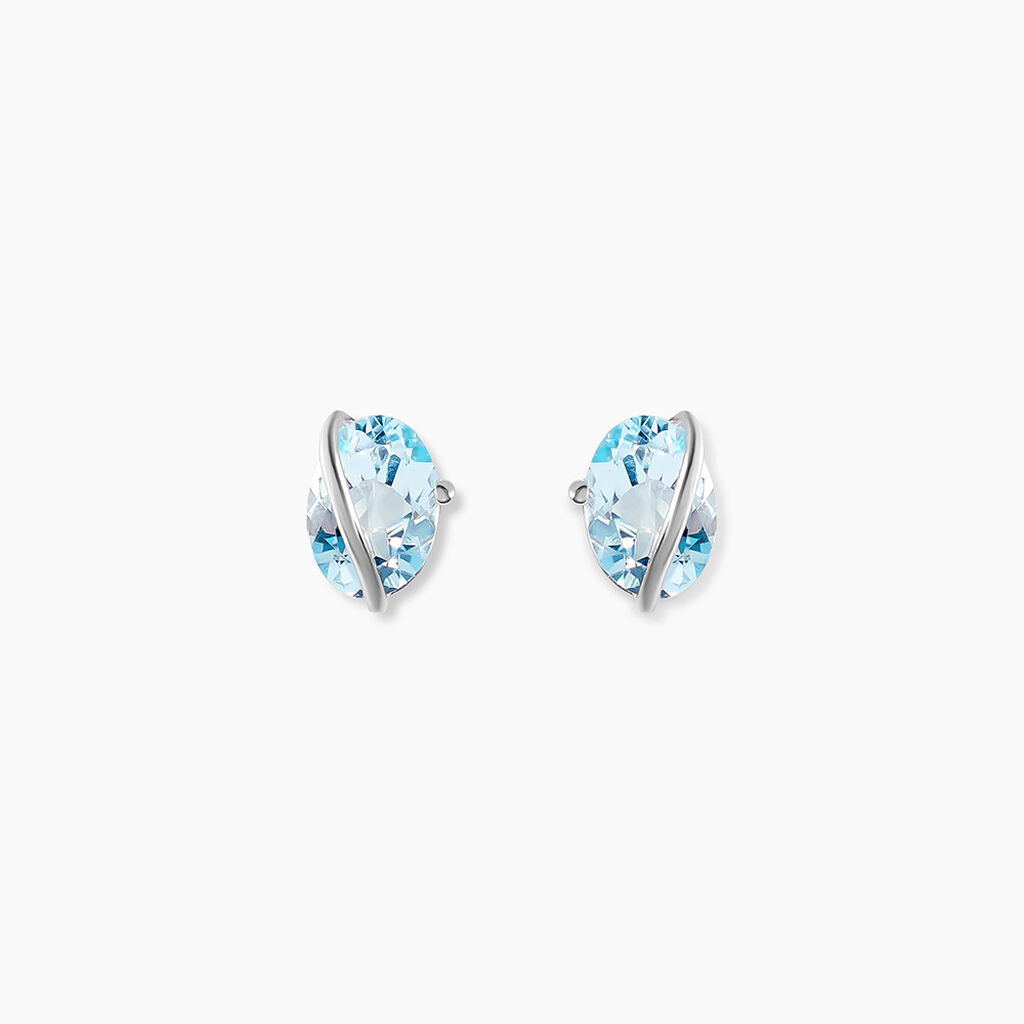 Boucles D'oreilles Puces Prudencia Or Blanc Topaze - Boucles d'oreilles empierr&eacute;es Femme | Histoire d&rsquo;Or