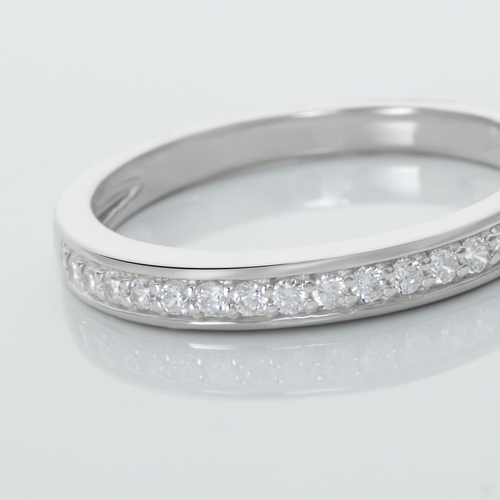 Demi Alliance Heket Argent Blanc Oxyde De Zirconium - Alliances avec pierres Femme | Histoire d&rsquo;Or