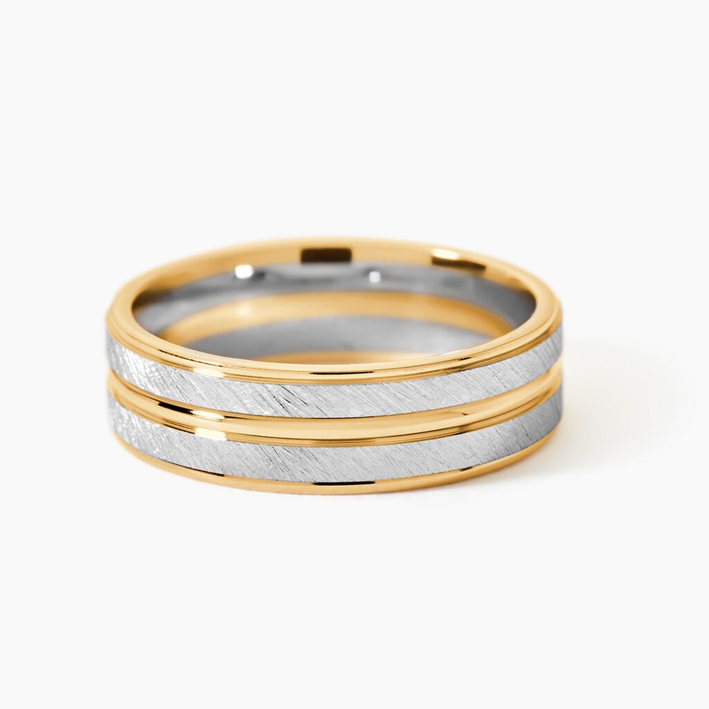 Alliance Givree Ruban Plat Or Bicolore - Alliances 18 carats Unisex | Histoire d&rsquo;Or