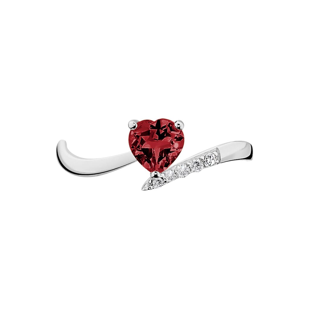 Bague Eva Or Blanc Grenat Et Diamant - Bagues avec pierre Femme | Histoire d&rsquo;Or