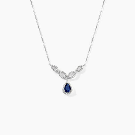 Collier Sissi Or Blanc Saphir Diamant - Bijoux Pierres Pr&eacute;cieuses Femme | Histoire d&rsquo;Or