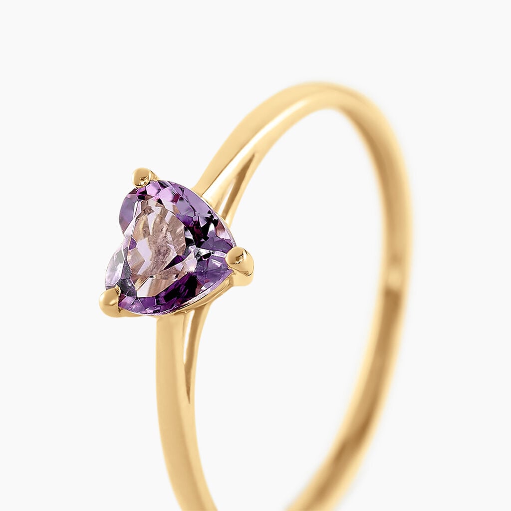 Bague Miyah Or Jaune Am&eacute;thyste - Solitaires classiques Femme | Histoire d&rsquo;Or