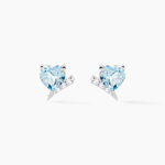 Boucles D'oreilles Puces Eva Or Blanc Topaze Et Oxyde De Zirconium - Boucles d'oreilles empierr&eacute;es Femme | Histoire d&rsquo;Or