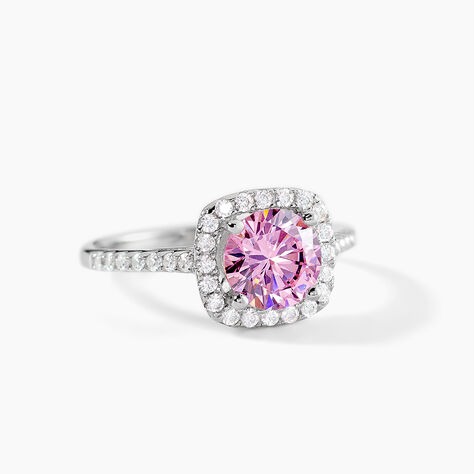 Bague Rio Argent Rose Oxyde De Zirconium - Bagues de fian&ccedil;ailles ronde Femme | Histoire d&rsquo;Or