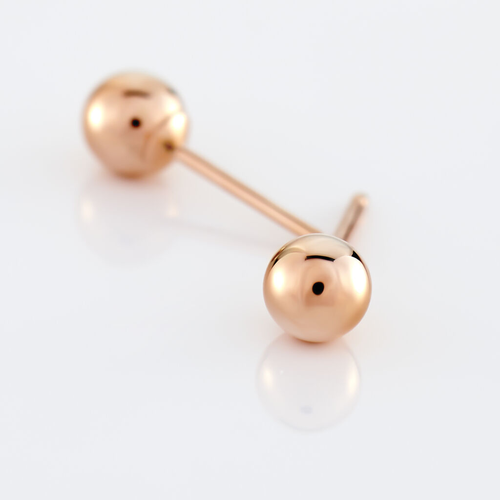 Boucles D'oreilles Puces Fidelia Boule Or Rose - Clous d'oreilles Femme | Histoire d&rsquo;Or