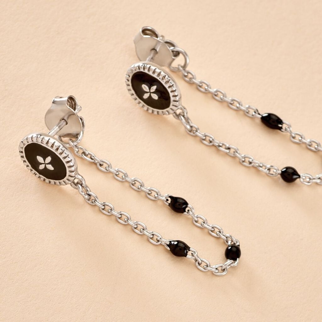 Boucles D'oreilles Pendantes Polka Argent Blanc - Boucles d'oreilles pendantes Femme | Histoire d&rsquo;Or