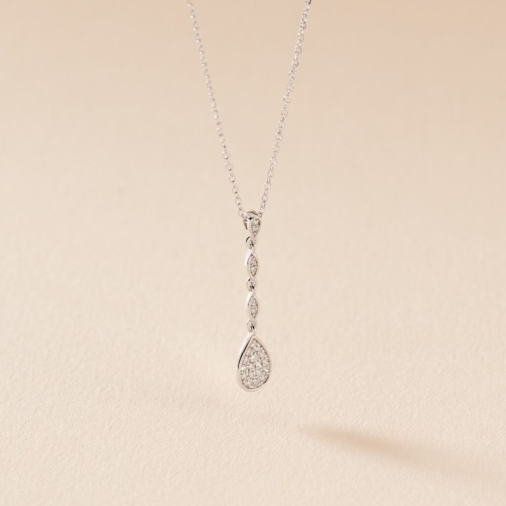Collier Unice Or Blanc Diamant - Bijoux Pierres Pr&eacute;cieuses Femme | Histoire d&rsquo;Or
