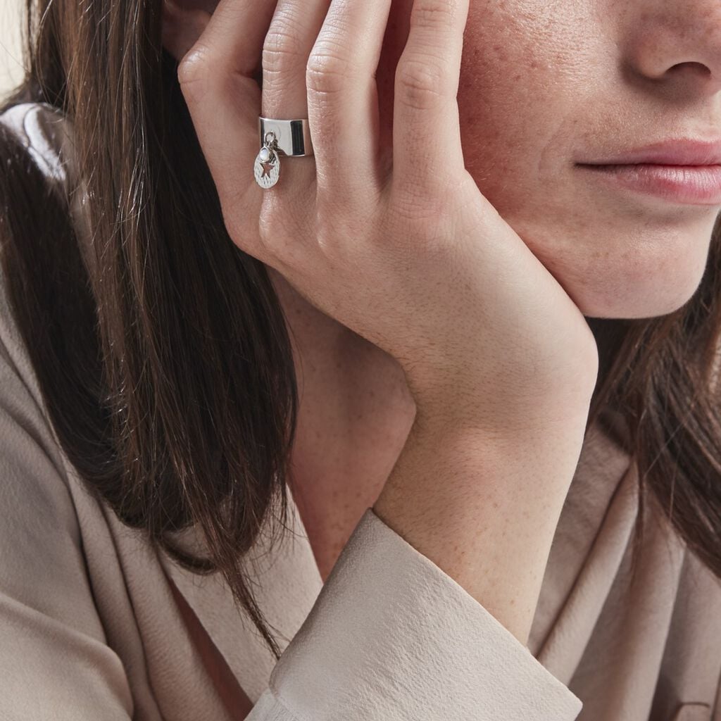 Bague Piassina Argent Blanc Nacre - Bagues de fian&ccedil;ailles ronde Femme | Histoire d&rsquo;Or