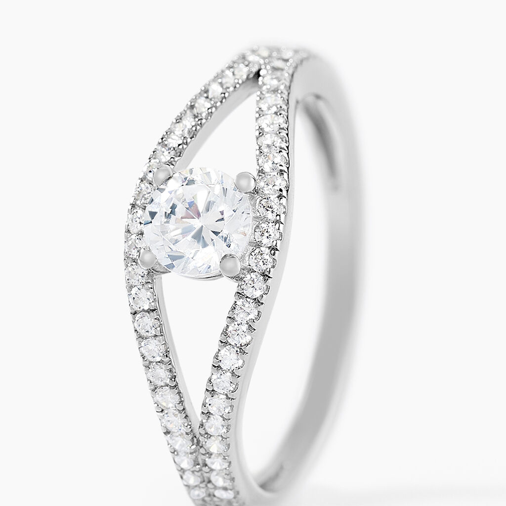 Bague Danice Argent Blanc Oxyde De Zirconium - Bagues de fian&ccedil;ailles ronde Femme | Histoire d&rsquo;Or