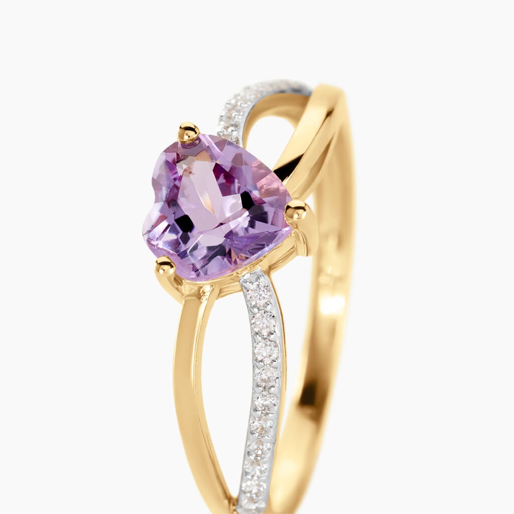 Bague Bertille Or Jaune Amethyste Et Oxyde De Zirconium - Bagues pierres fines Femme | Histoire d&rsquo;Or