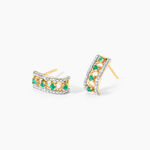 Cr&eacute;oles Gerasimos Or Jaune Emeraude Diamant - Boucles d'oreilles pierres pr&eacute;cieuses Femme | Histoire d&rsquo;Or