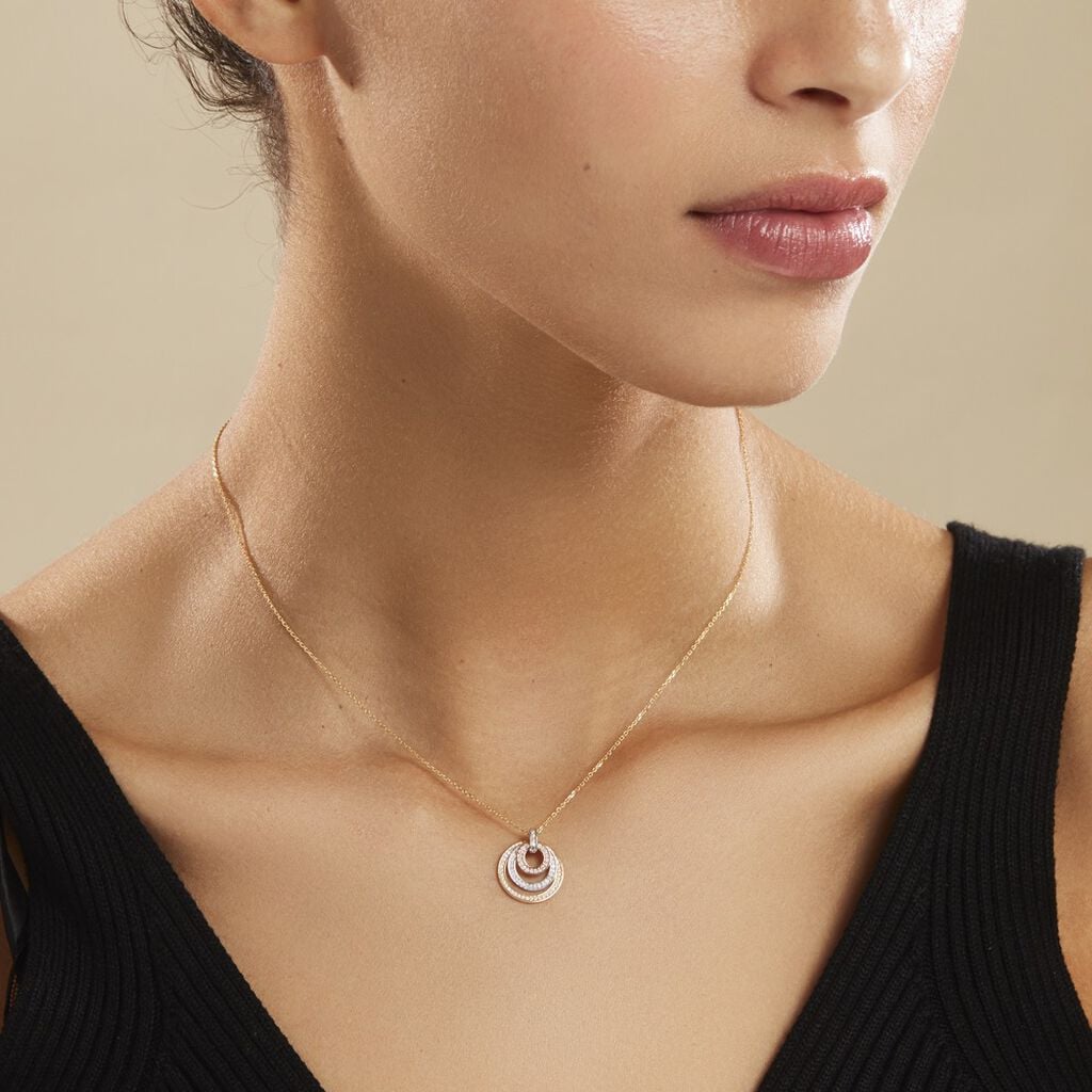 Collier Rama Or Tricolore Oxyde De Zirconium - Bijoux avec pierres Femme | Histoire d&rsquo;Or