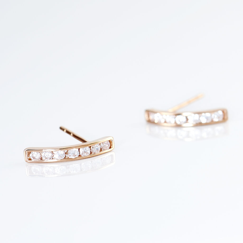 Creoles Or Rose Jacoba Oxydes - Boucles d'oreilles empierr&eacute;es Femme | Histoire d&rsquo;Or