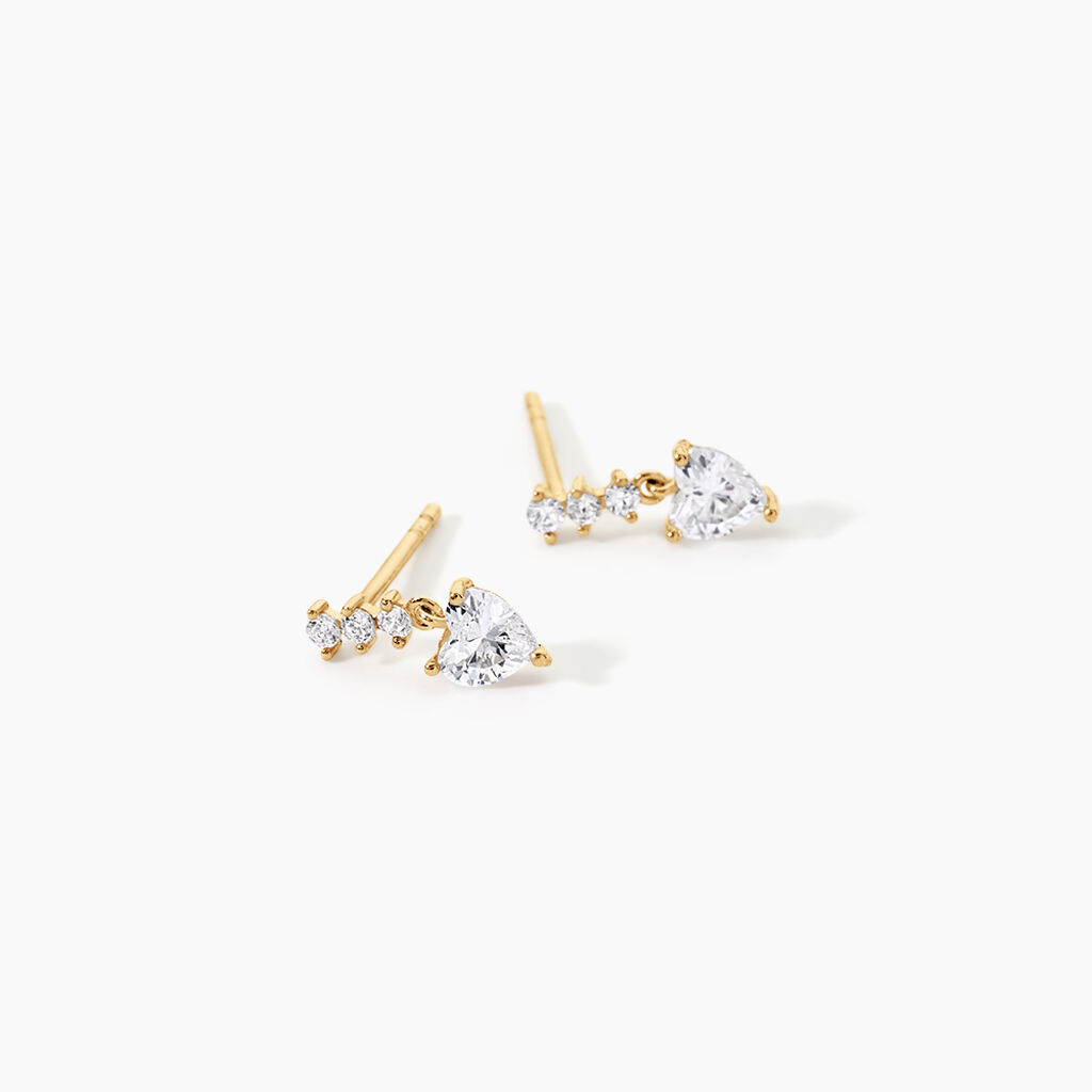 Boucles D'Oreilles Puces Luminita Argent Dor&eacute; A L'Or 750/1000 Oxyde De Zirconium - Boucles d'oreilles empierr&eacute;es Enfant | Histoire d&rsquo;Or