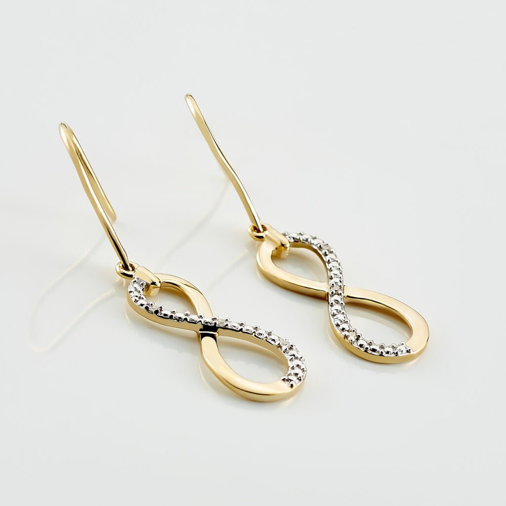 Boucles D'oreilles Pendantes Infino Or Jaune Diamant - Boucles d'oreilles pierres pr&eacute;cieuses Femme | Histoire d&rsquo;Or