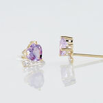 Boucles D'oreilles Puces Eva Or Jaune Amethyste Et Oxyde De Zirconium - Boucles d'oreilles empierr&eacute;es Femme | Histoire d&rsquo;Or