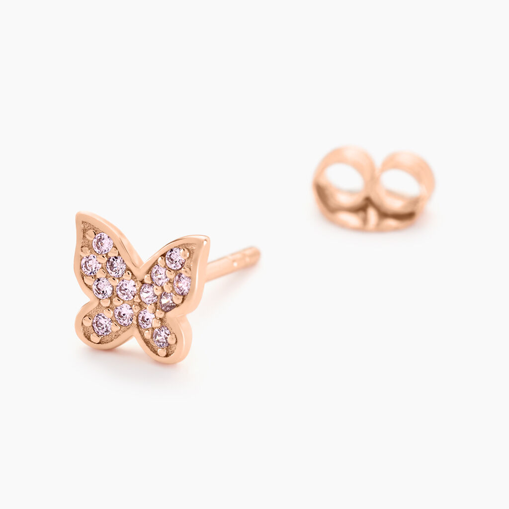 Boucles D'oreilles Puces Anne-lise Argent Rose Oxyde De Zirconium - Boucles d'oreilles empierr&eacute;es Femme | Histoire d&rsquo;Or