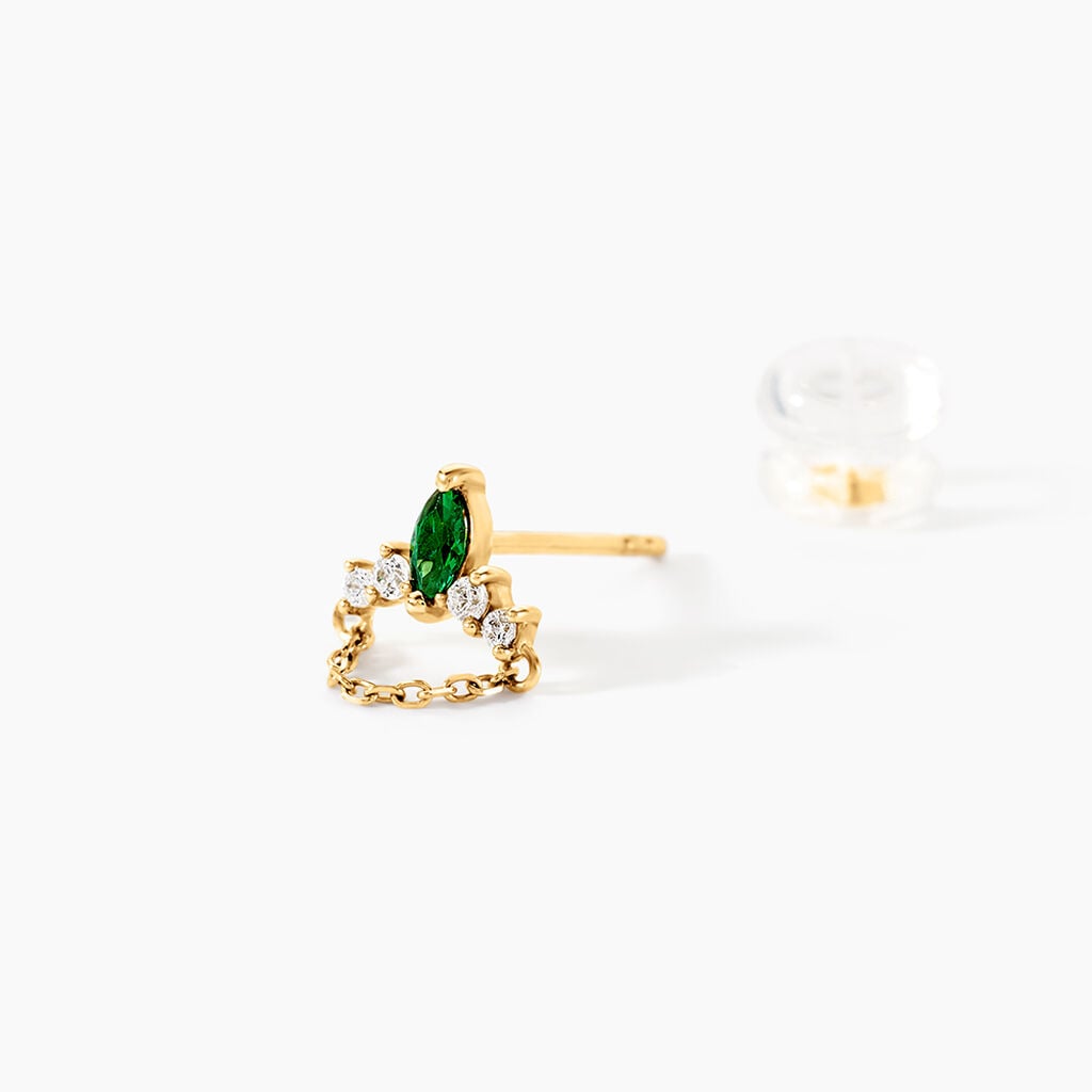Bijoux D'Oreilles Zain Or Jaune Oxyde De Zirconium - Boucles d'oreilles empierr&eacute;es Femme | Histoire d&rsquo;Or