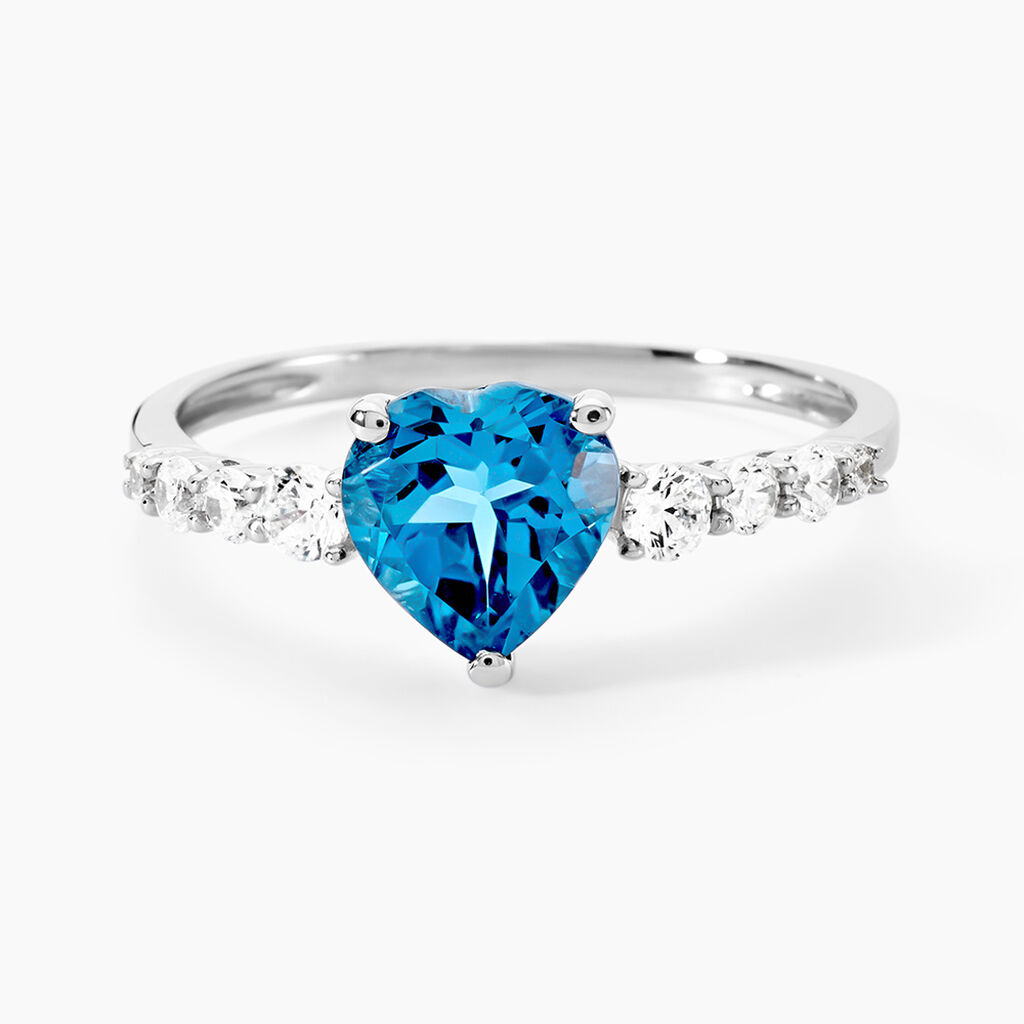 Bague Or Blanc Fany Topaze Oxydes De Zirconium - Solitaires accompagn&eacute;s Femme | Histoire d&rsquo;Or