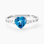 Bague Or Blanc Fany Topaze Oxydes De Zirconium - Solitaires accompagn&eacute;s Femme | Histoire d&rsquo;Or