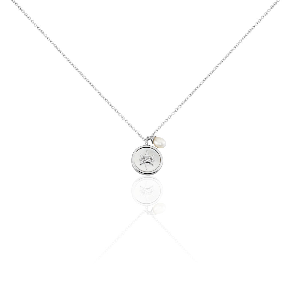 Collier Argent Glad Perle De Culture Oxydes De Zirconium - Colliers pierre Femme | Histoire d&rsquo;Or