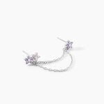 Bijou D'oreille Unitaire Purple Bloom Argent Blanc Oxyde De Zirconium - Boucles d'oreilles empierr&eacute;es Femme | Histoire d&rsquo;Or