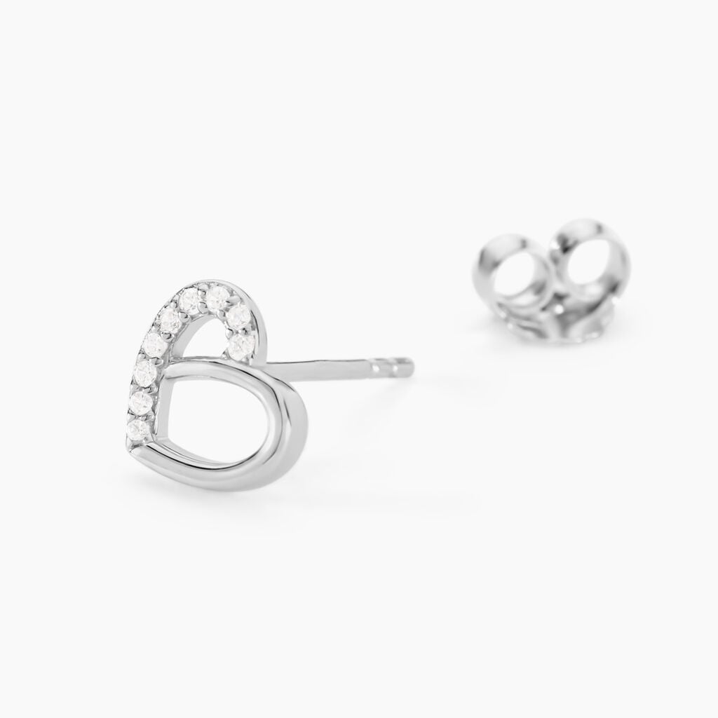 Boucles D'oreilles Puces Dorthea Argent Blanc Oxyde De Zirconium - Boucles d'oreilles empierr&eacute;es Femme | Histoire d&rsquo;Or