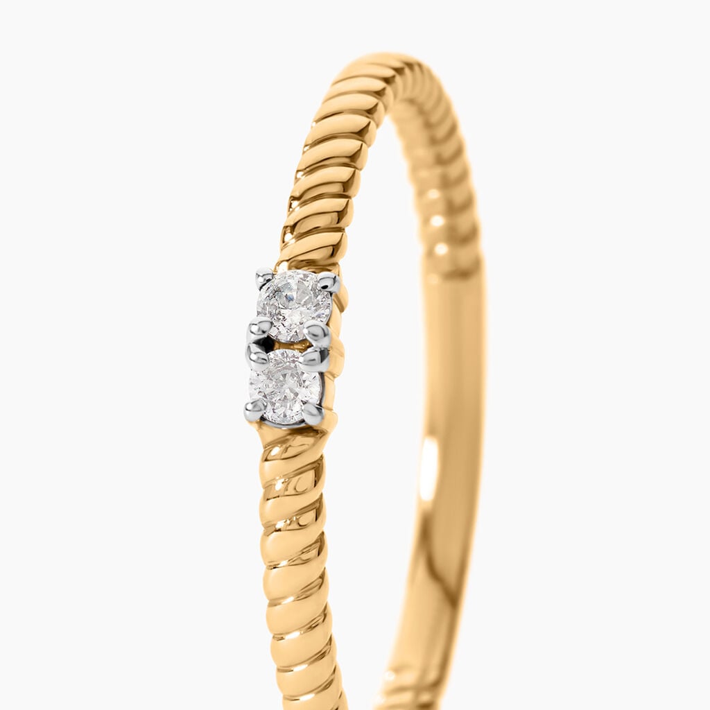 Bague Hanna Plaqu&eacute; Or Jaune Oxyde De Zirconium - Bagues torsad&eacute;es Femme | Histoire d&rsquo;Or