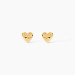 Boucles D'oreilles Puces Arisaema C&oelig;ur Or Jaune - Boucles d'oreilles martel&eacute;es Enfant | Histoire d&rsquo;Or