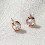 Boucles D'oreilles Puces Elda Serti Clos Or Rose Oxyde De Zirconium - Boucles d'oreilles empierr&eacute;es Femme | Histoire d&rsquo;Or