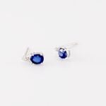 Boucles D'oreilles Puces Or Blanc Marie Saphirs Diamants - Boucles d'oreilles pierres pr&eacute;cieuses Femme | Histoire d&rsquo;Or