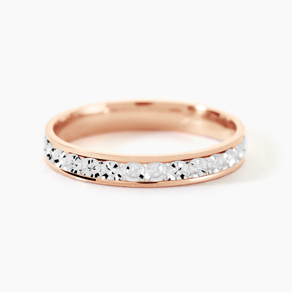 Alliance Fantaisie Diamantee Ruban Plat Or Bicolore - Alliances Classiques Unisex | Histoire d&rsquo;Or