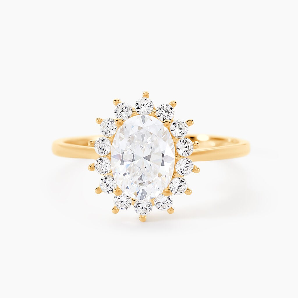 Bague Or Jaune Emilius  Oxyde De Zirconium - Bagues de fian&ccedil;ailles ovale Femme | Histoire d&rsquo;Or