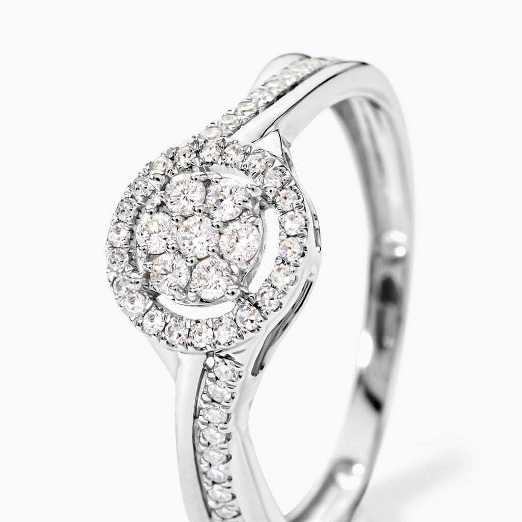 Bague Cissy Platine Blanc Diamant - Bagues pierres pr&eacute;cieuses Femme | Histoire d&rsquo;Or