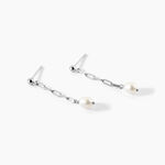 Boucles D'Oreilles Pendantes Silviane Argent Blanc Perle De Culture - Boucles d'oreilles pendantes Femme | Histoire d&rsquo;Or