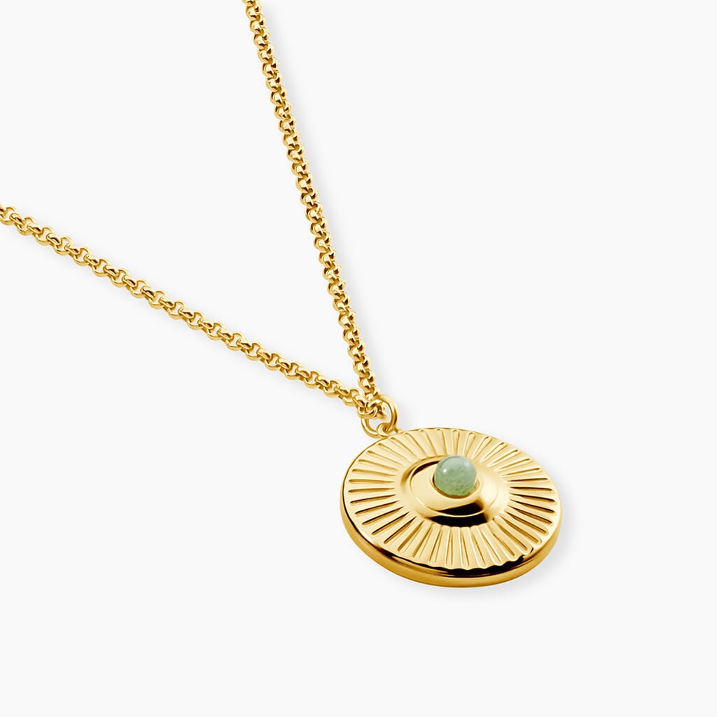 Collier Gladen Acier Jaune Aventurine - Colliers pierre Femme | Histoire d&rsquo;Or