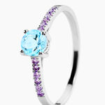Bague Manon Or Blanc Topaze Et Amethyste - Bagues de fian&ccedil;ailles ronde Femme | Histoire d&rsquo;Or