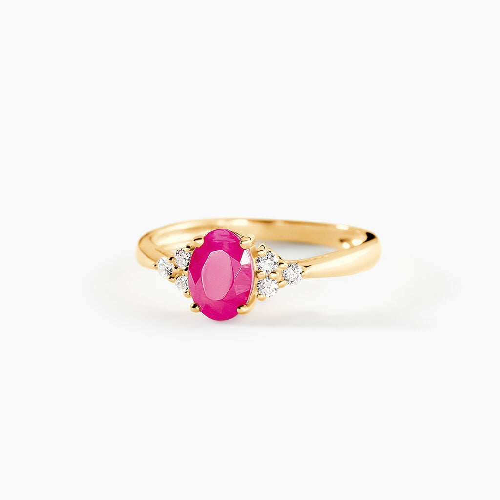Bague Lea Or Jaune Rubis Et Diamant - Bagues de fian&ccedil;ailles ovale Femme | Histoire d&rsquo;Or