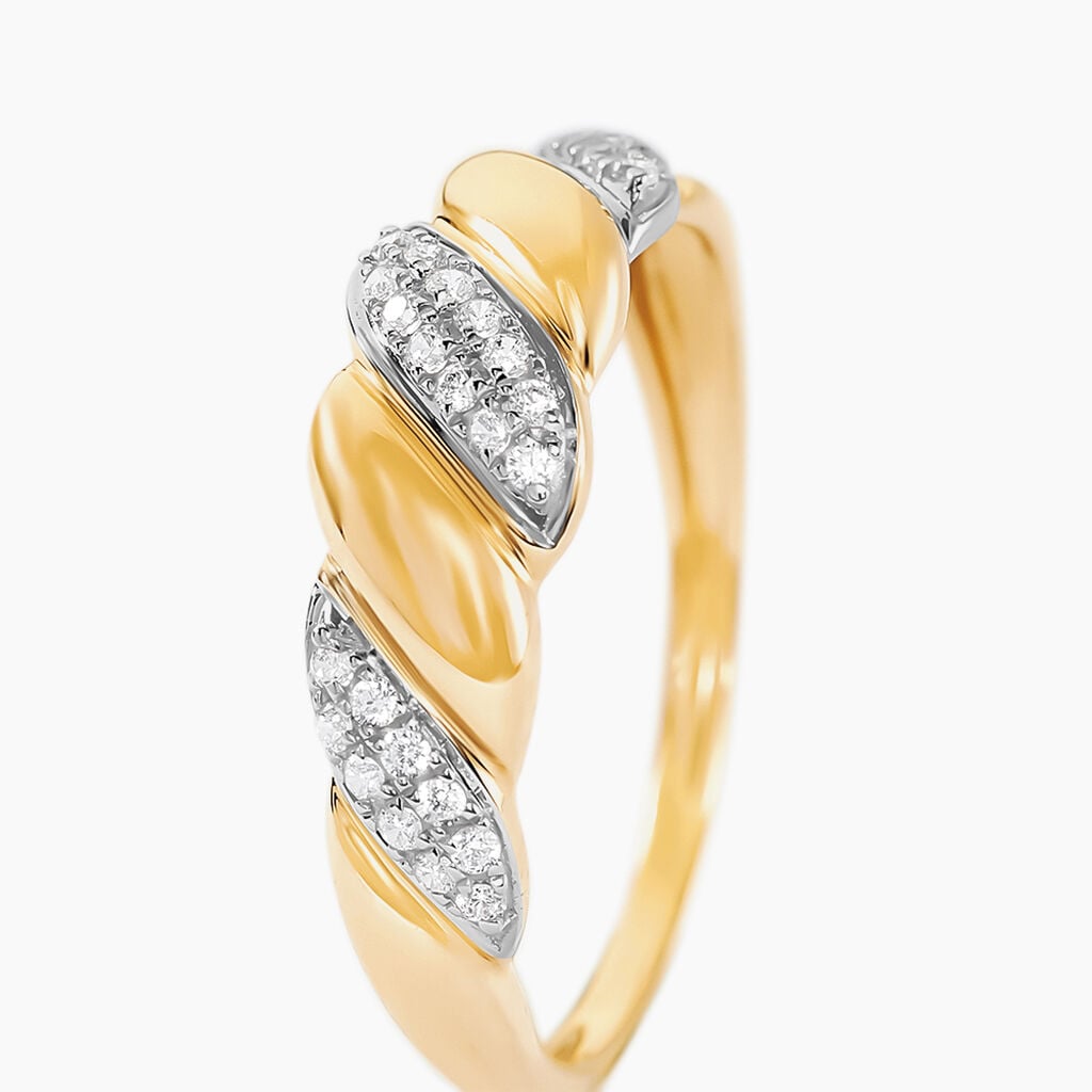 Bague Andriy Or Jaune Oxyde De Zirconium - Bagues torsad&eacute;es Femme | Histoire d&rsquo;Or