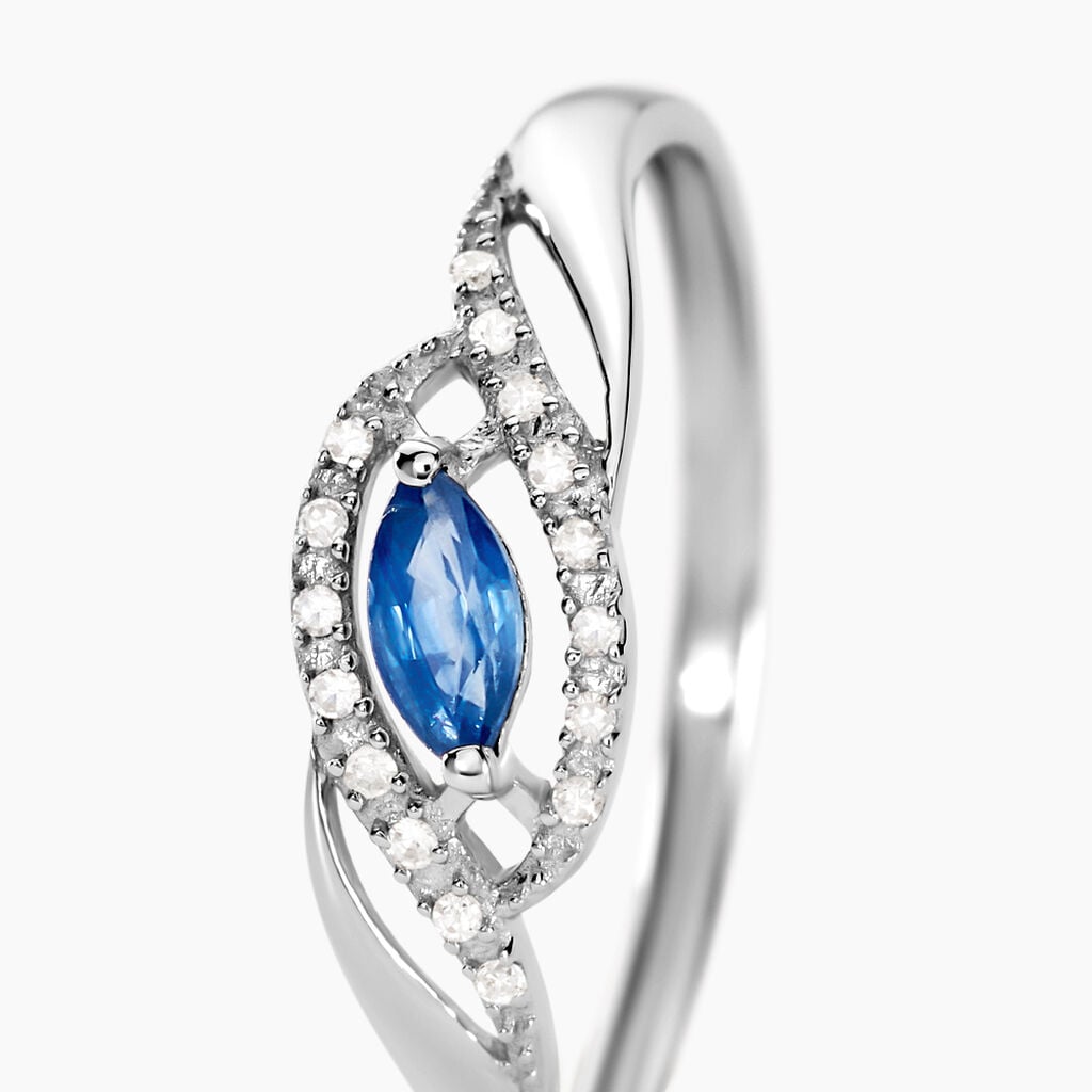 Bague Syriana Or Blanc Saphir Et Diamant - Bagues de fian&ccedil;ailles vintage Femme | Histoire d&rsquo;Or