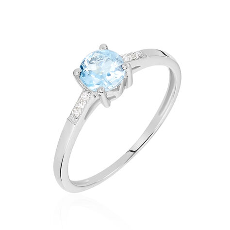 Bague Tarente Or Blanc Topaze Et Diamant - Bagues de fian&ccedil;ailles ronde Femme | Histoire d&rsquo;Or