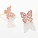 Boucles D'oreilles Puces Anne-lise Argent Rose Oxyde De Zirconium - Boucles d'oreilles empierr&eacute;es Femme | Histoire d&rsquo;Or