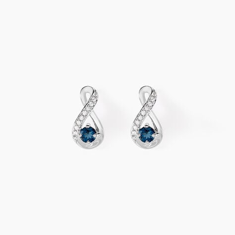 Boucles D'oreilles Puces Augusta Or Blanc Topaze Et Oxyde De Zirconium - Boucles d'oreilles empierr&eacute;es Femme | Histoire d&rsquo;Or