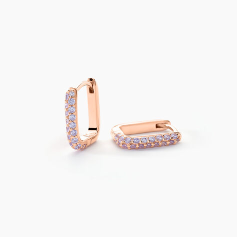 Creoles Rio Argent Rose Oxyde De Zirconium - Cr&eacute;oles fantaisie Femme | Histoire d&rsquo;Or