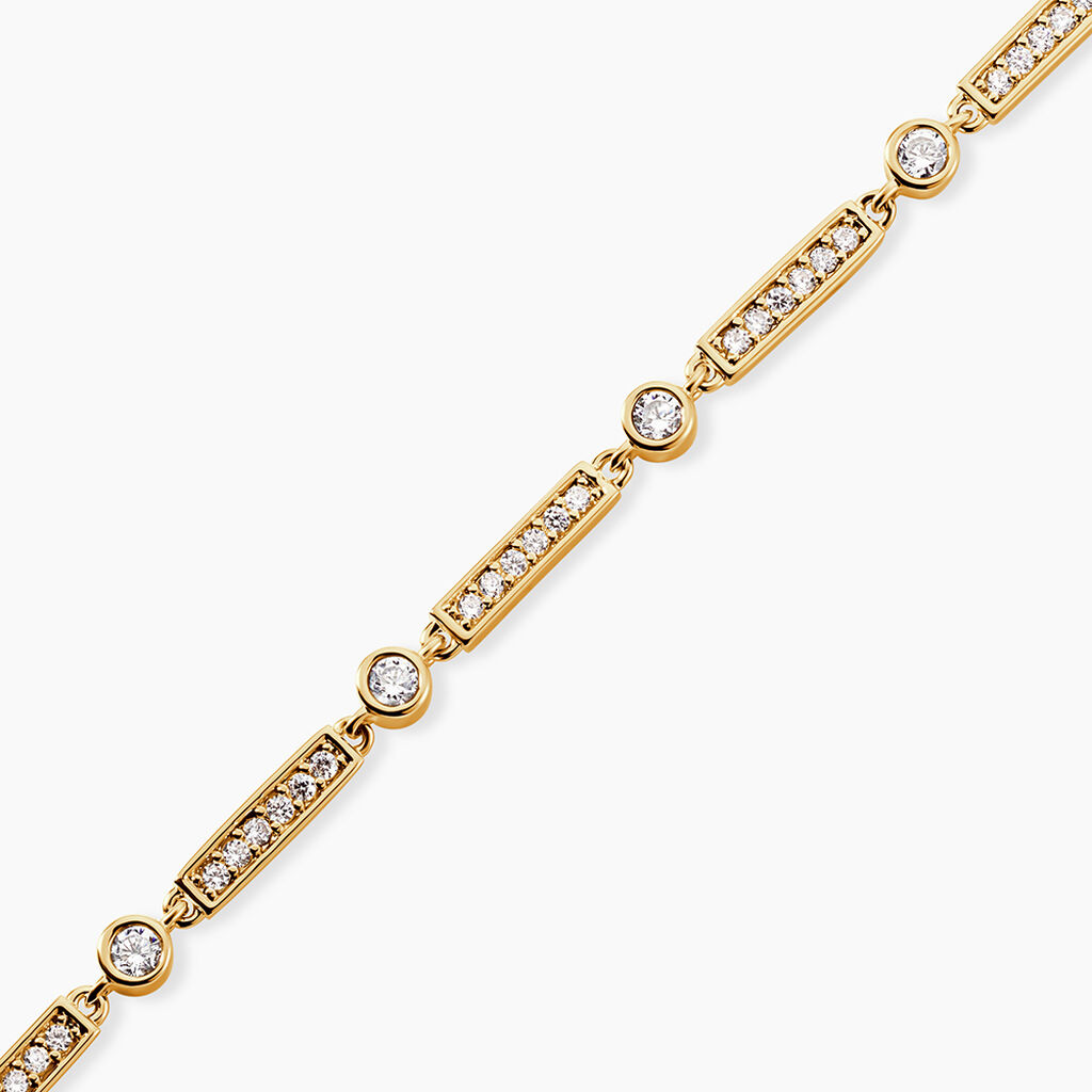 Bracelet Plaqu&eacute; Or Epilobe Oxydes De Zirconium - Bracelets Pierre Femme | Histoire d&rsquo;Or