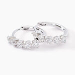 Cr&eacute;oles Katana Or Blanc Diamant Synth&eacute;tique - Boucles d'oreilles empierr&eacute;es Femme | Histoire d&rsquo;Or