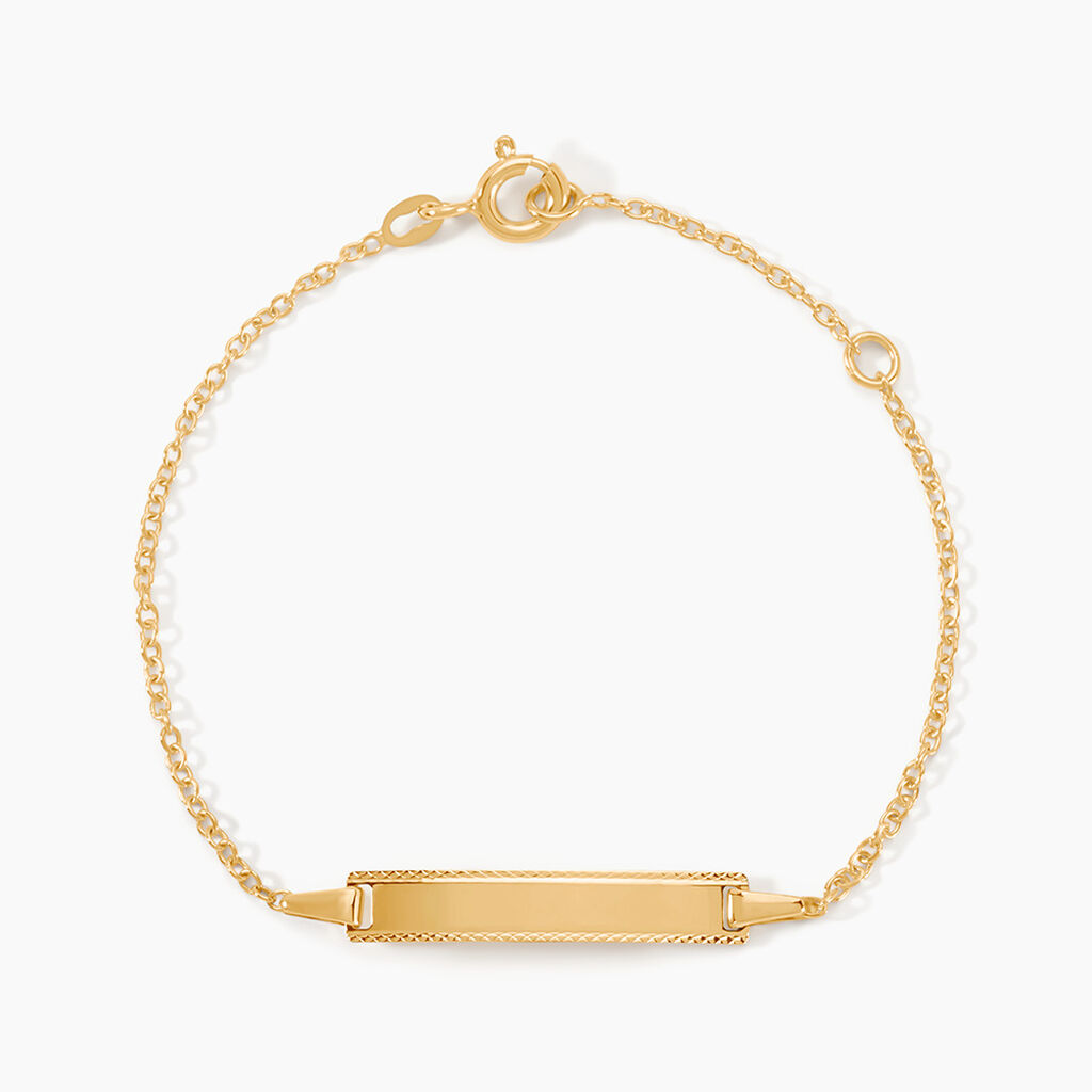 Bracelet Identit&eacute; Gaspardine Maille For&ccedil;at Or Jaune - Gourmettes Enfant | Histoire d&rsquo;Or