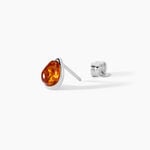 Boucles D'oreilles Puces Argent Blanc Junie Ambre - Boucles d'oreilles empierr&eacute;es Femme | Histoire d&rsquo;Or