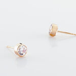 Boucles D'oreilles Puces Elda Serti Clos Or Rose Oxyde De Zirconium - Boucles d'oreilles empierr&eacute;es Femme | Histoire d&rsquo;Or
